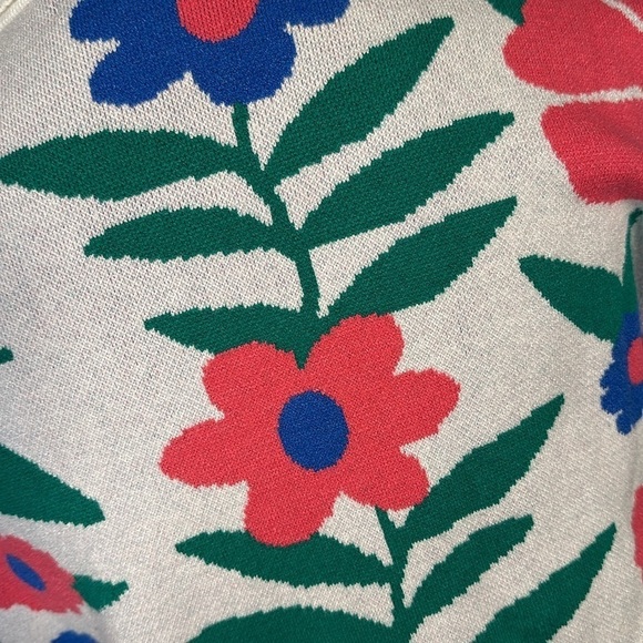 OntWelfth Double Knit Long Sleeve Turtleneck Daisy Flower Graphic Sweater Size M - Picture 10 of 13